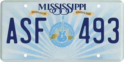 MS license plate ASF493