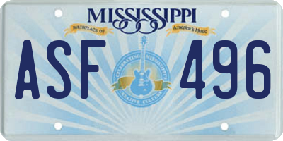 MS license plate ASF496