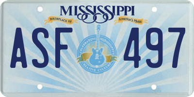 MS license plate ASF497