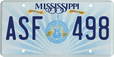 MS license plate ASF498