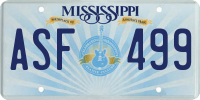 MS license plate ASF499