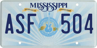MS license plate ASF504