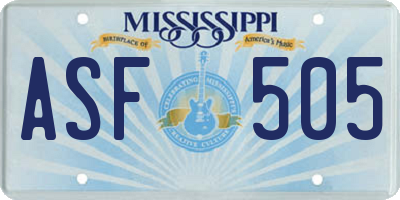 MS license plate ASF505