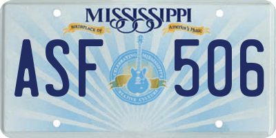 MS license plate ASF506