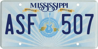 MS license plate ASF507