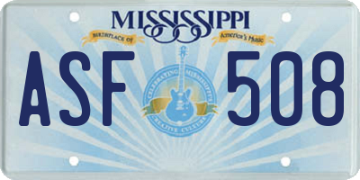 MS license plate ASF508