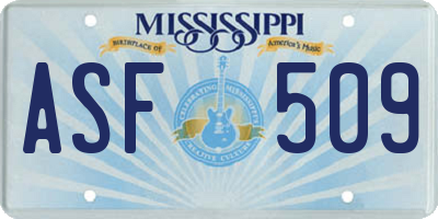 MS license plate ASF509