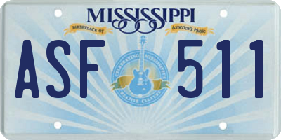 MS license plate ASF511