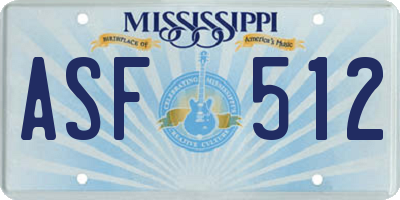 MS license plate ASF512