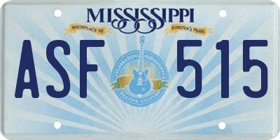 MS license plate ASF515