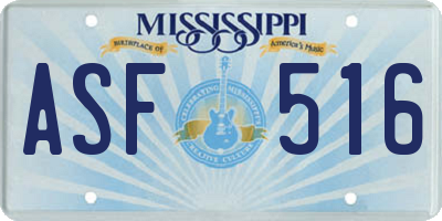 MS license plate ASF516