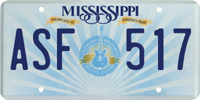 MS license plate ASF517