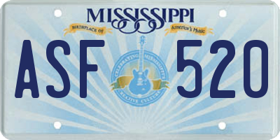 MS license plate ASF520