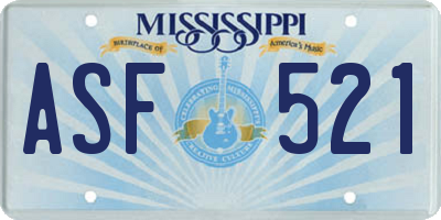 MS license plate ASF521
