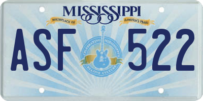 MS license plate ASF522