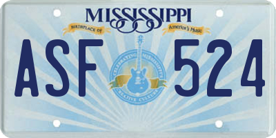 MS license plate ASF524