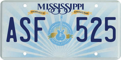 MS license plate ASF525