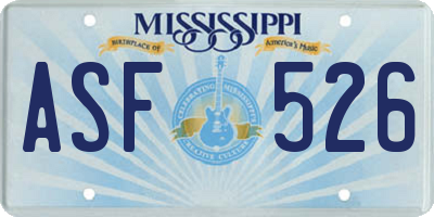 MS license plate ASF526