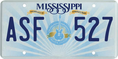 MS license plate ASF527