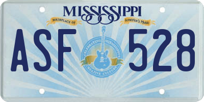MS license plate ASF528