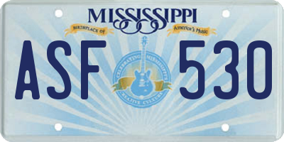 MS license plate ASF530