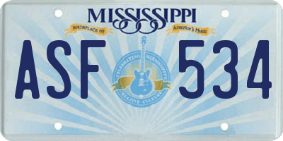 MS license plate ASF534