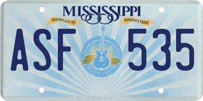 MS license plate ASF535