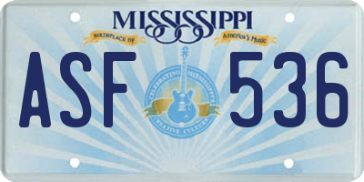 MS license plate ASF536