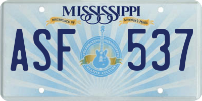 MS license plate ASF537
