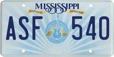 MS license plate ASF540