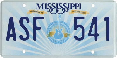 MS license plate ASF541