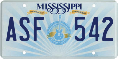 MS license plate ASF542