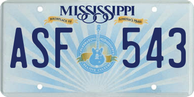 MS license plate ASF543