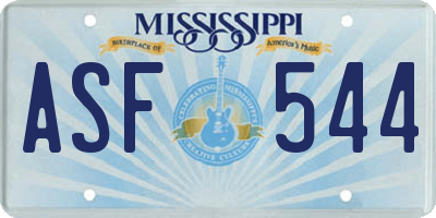 MS license plate ASF544