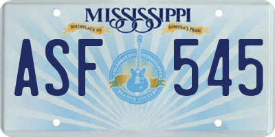 MS license plate ASF545