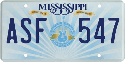 MS license plate ASF547