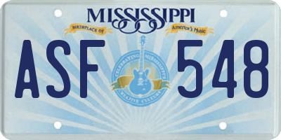 MS license plate ASF548
