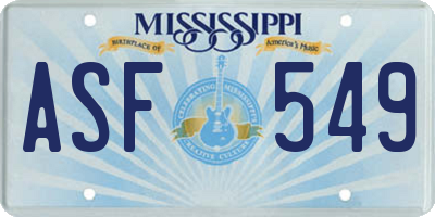 MS license plate ASF549