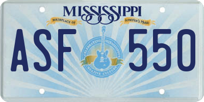 MS license plate ASF550