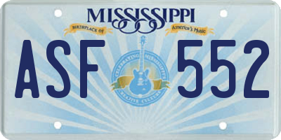 MS license plate ASF552