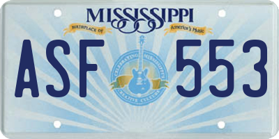 MS license plate ASF553