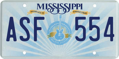 MS license plate ASF554