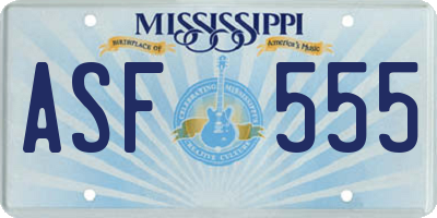MS license plate ASF555