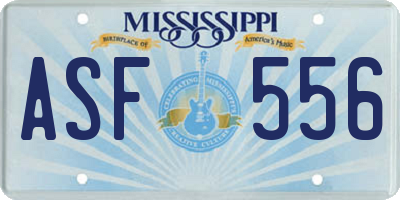 MS license plate ASF556