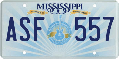 MS license plate ASF557