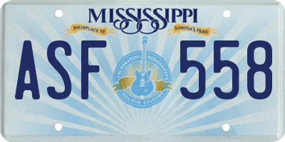 MS license plate ASF558