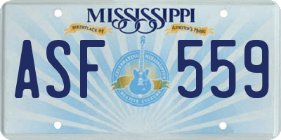 MS license plate ASF559