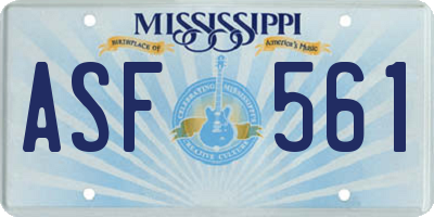 MS license plate ASF561