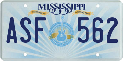 MS license plate ASF562