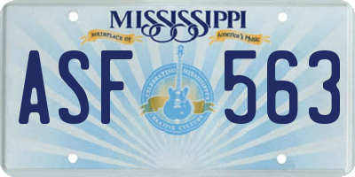 MS license plate ASF563